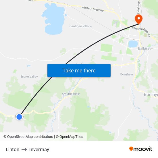 Linton to Invermay map