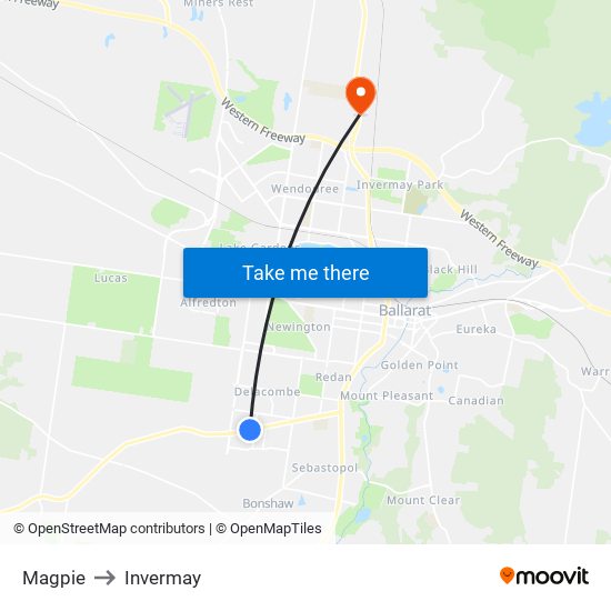 Magpie to Invermay map