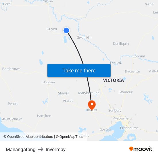 Manangatang to Invermay map