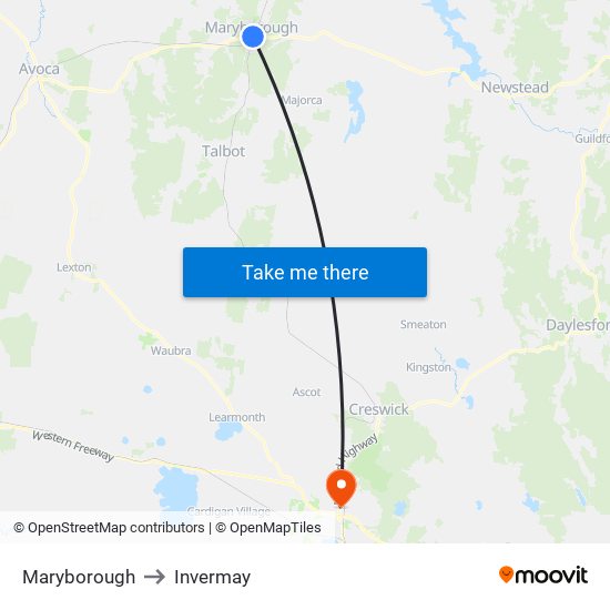 Maryborough to Invermay map