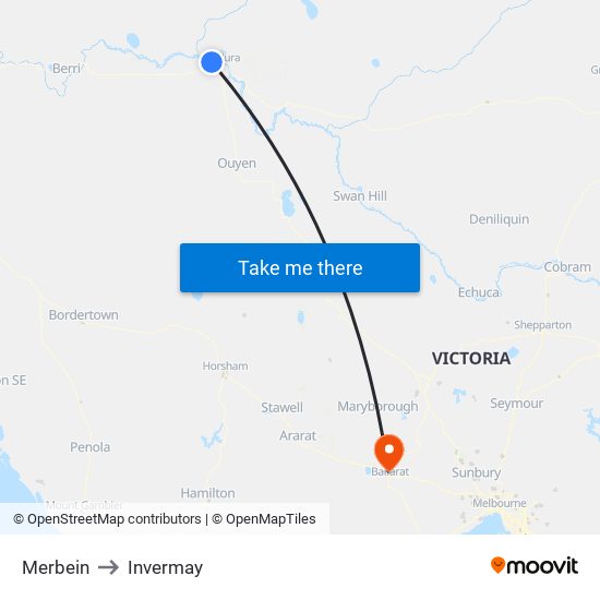 Merbein to Invermay map