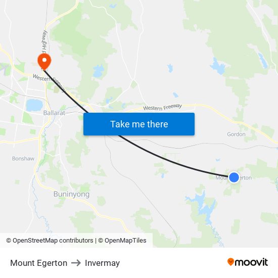 Mount Egerton to Invermay map