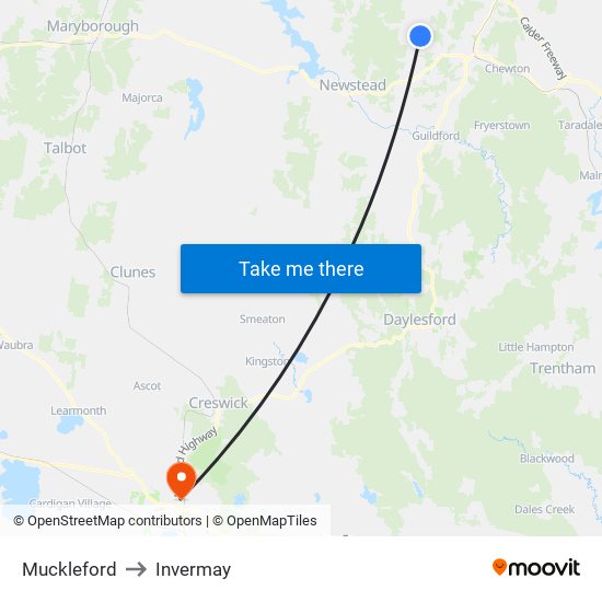 Muckleford to Invermay map