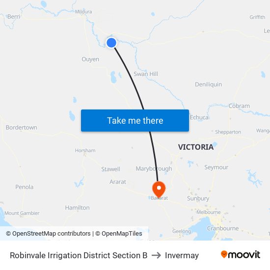 Robinvale Irrigation District Section B to Invermay map