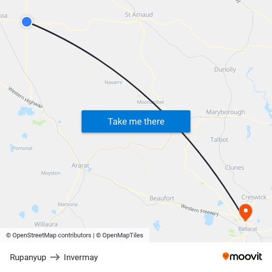 Rupanyup to Invermay map