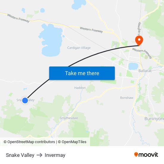 Snake Valley to Invermay map