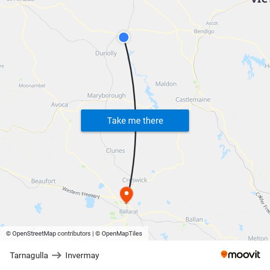 Tarnagulla to Invermay map