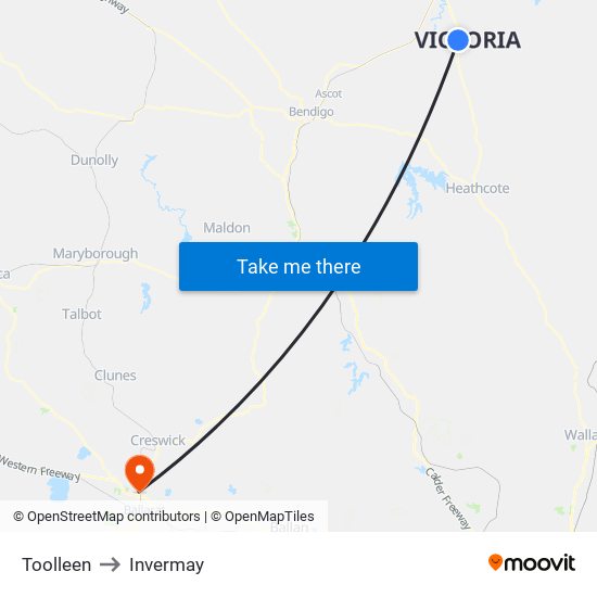 Toolleen to Invermay map