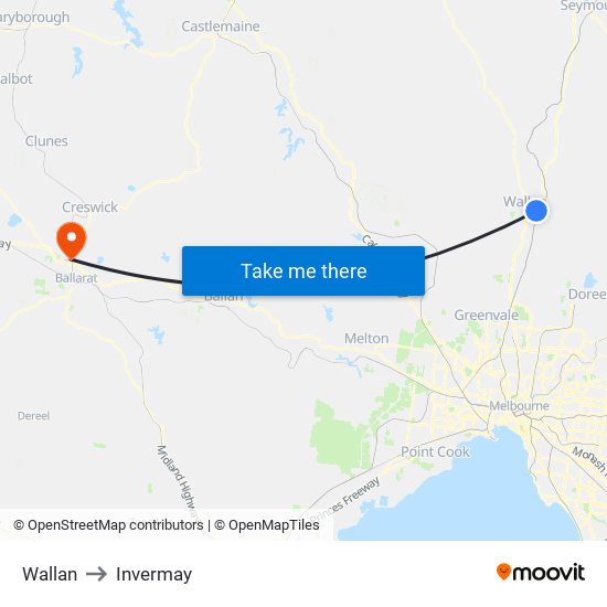 Wallan to Invermay map