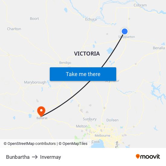 Bunbartha to Invermay map