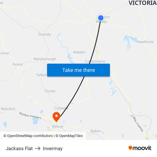 Jackass Flat to Invermay map