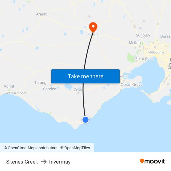 Skenes Creek to Invermay map