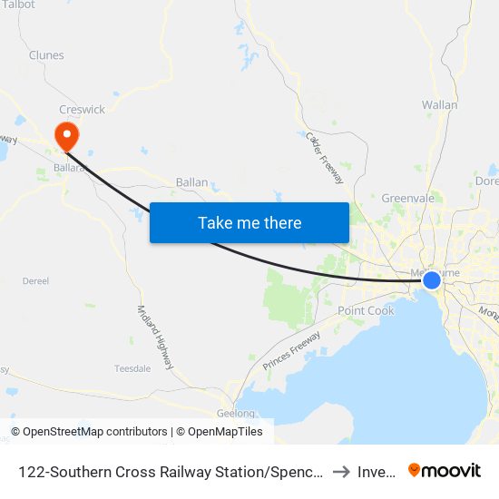 122-Southern Cross Railway Station/Spencer St (Melbourne City) to Invermay map