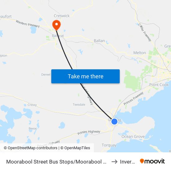 Moorabool Street Bus Stops/Moorabool St (Geelong) to Invermay map