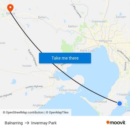 Balnarring to Invermay Park map