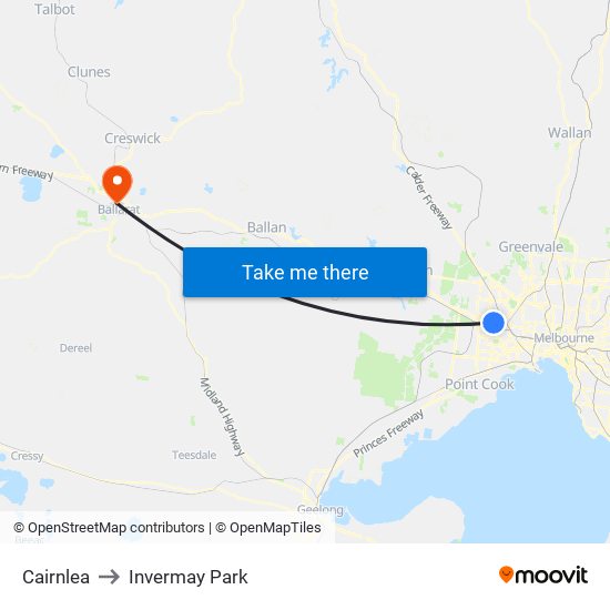 Cairnlea to Invermay Park map