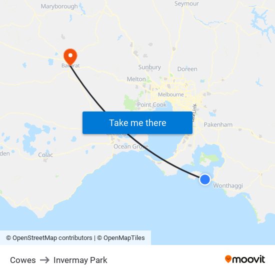 Cowes to Invermay Park map