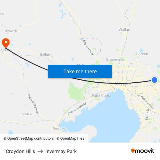 Croydon Hills to Invermay Park map