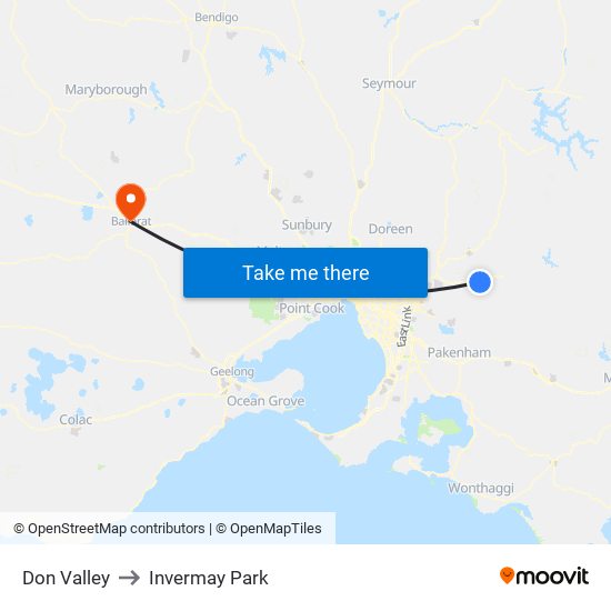 Don Valley to Invermay Park map