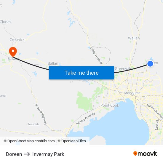 Doreen to Invermay Park map