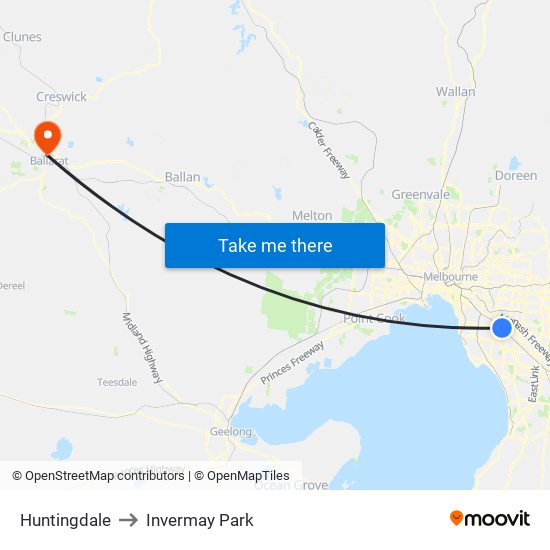 Huntingdale to Invermay Park map