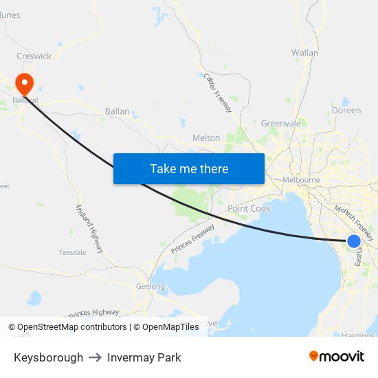 Keysborough to Invermay Park map