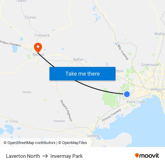 Laverton North to Invermay Park map