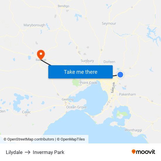 Lilydale to Invermay Park map