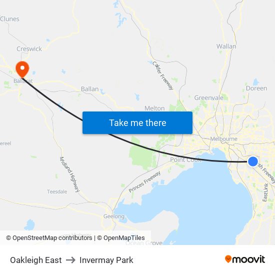 Oakleigh East to Invermay Park map