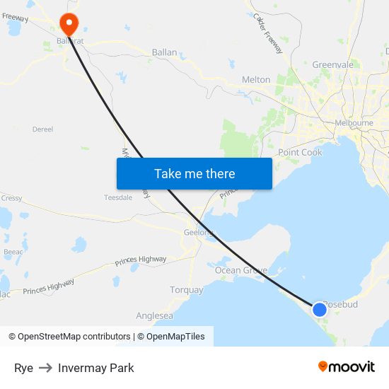 Rye to Invermay Park map