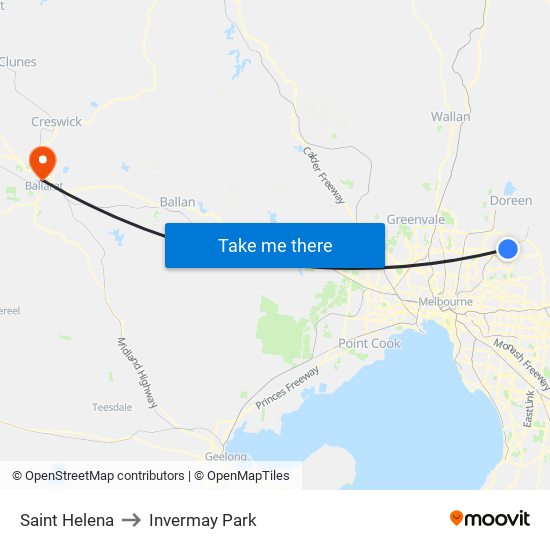 Saint Helena to Invermay Park map