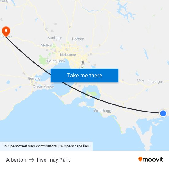 Alberton to Invermay Park map