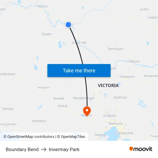 Boundary Bend to Invermay Park map