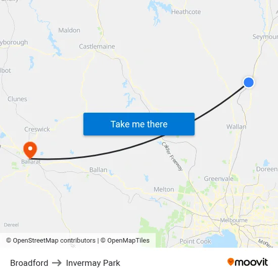 Broadford to Invermay Park map