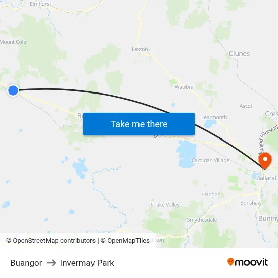 Buangor to Invermay Park map