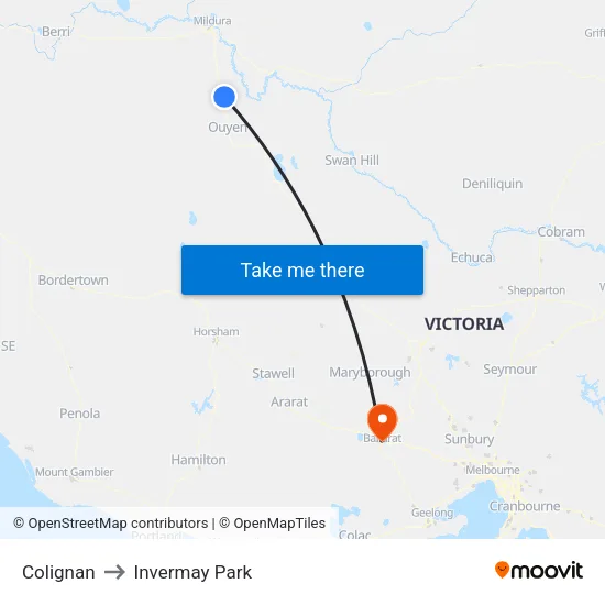 Colignan to Invermay Park map