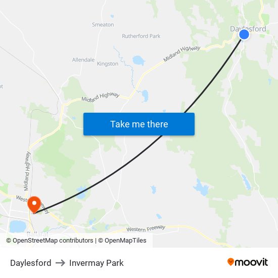 Daylesford to Invermay Park map