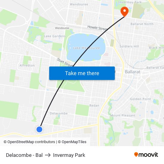 Delacombe - Bal to Invermay Park map