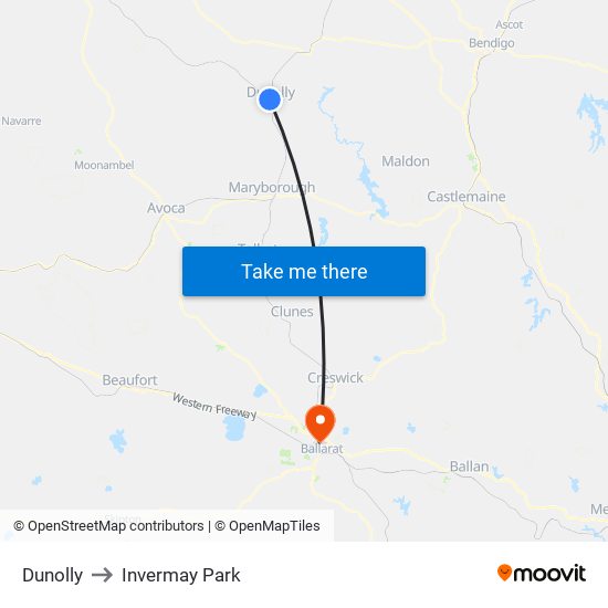 Dunolly to Invermay Park map