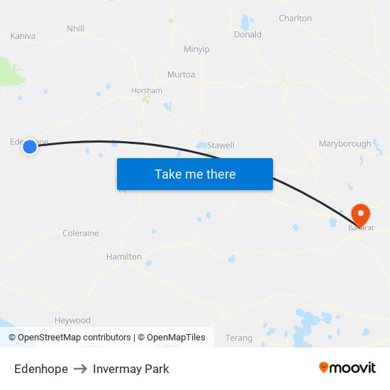 Edenhope to Invermay Park map