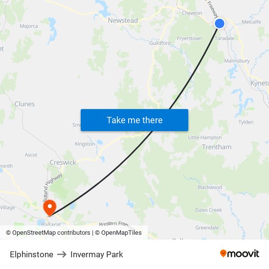 Elphinstone to Invermay Park map