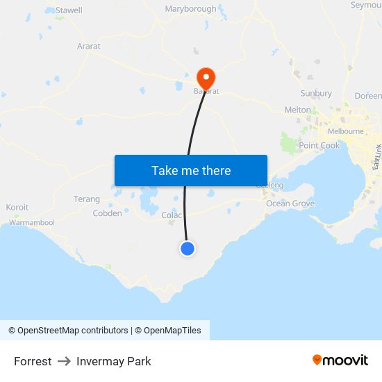 Forrest to Invermay Park map