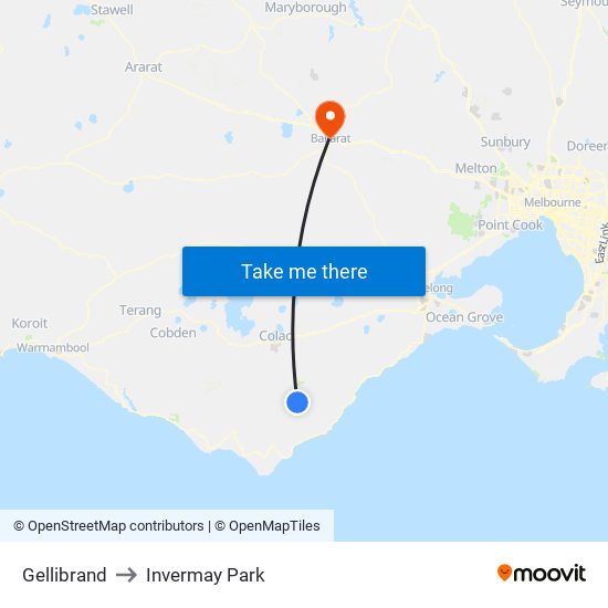 Gellibrand to Invermay Park map