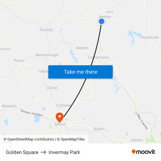 Golden Square to Invermay Park map