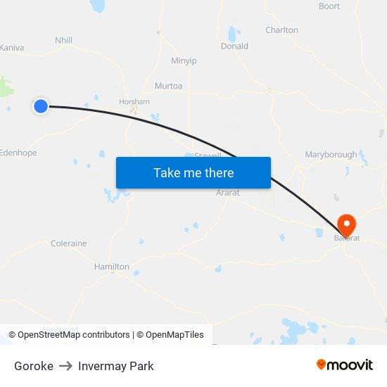 Goroke to Invermay Park map