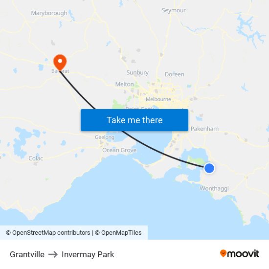 Grantville to Invermay Park map