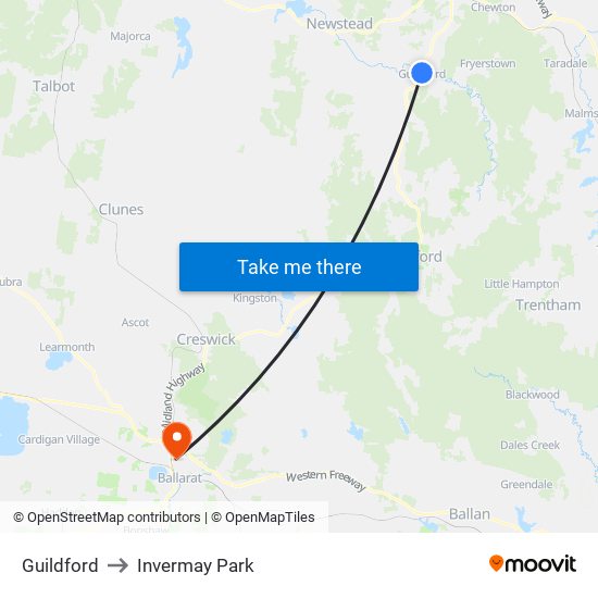Guildford to Invermay Park map