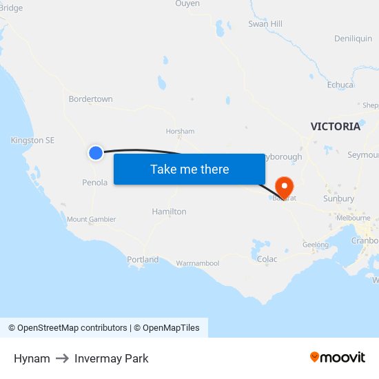 Hynam to Invermay Park map