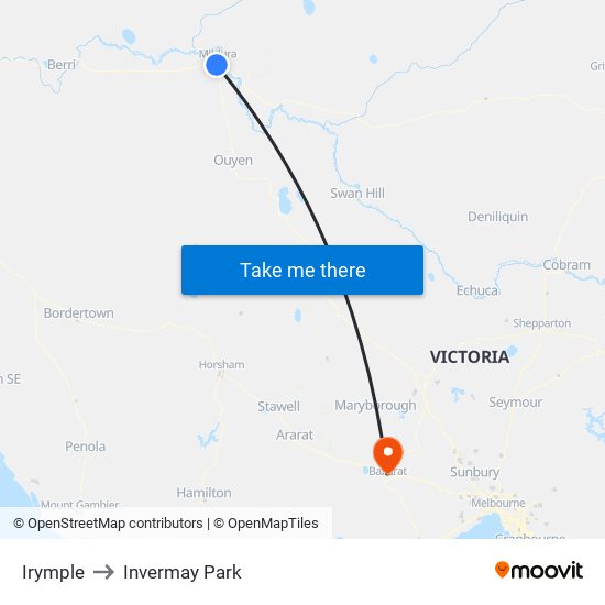 Irymple to Invermay Park map