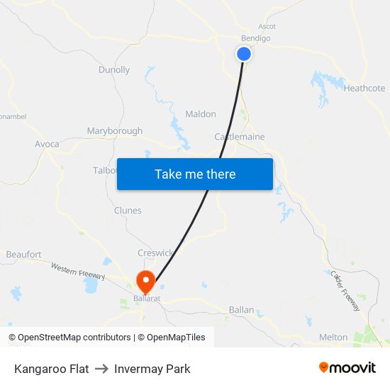 Kangaroo Flat to Invermay Park map